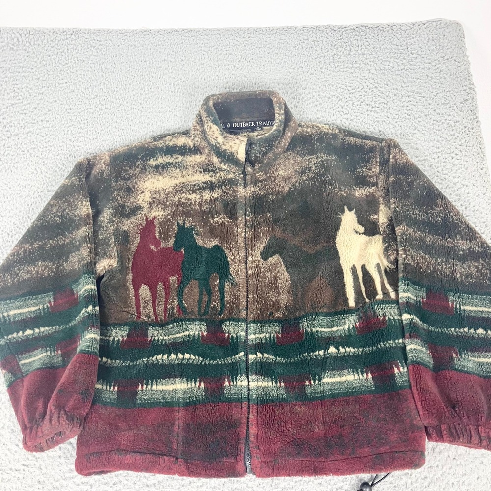 Outback Trading Fleece Jacket Womens Medium Horse Western Equestrian Outdoors